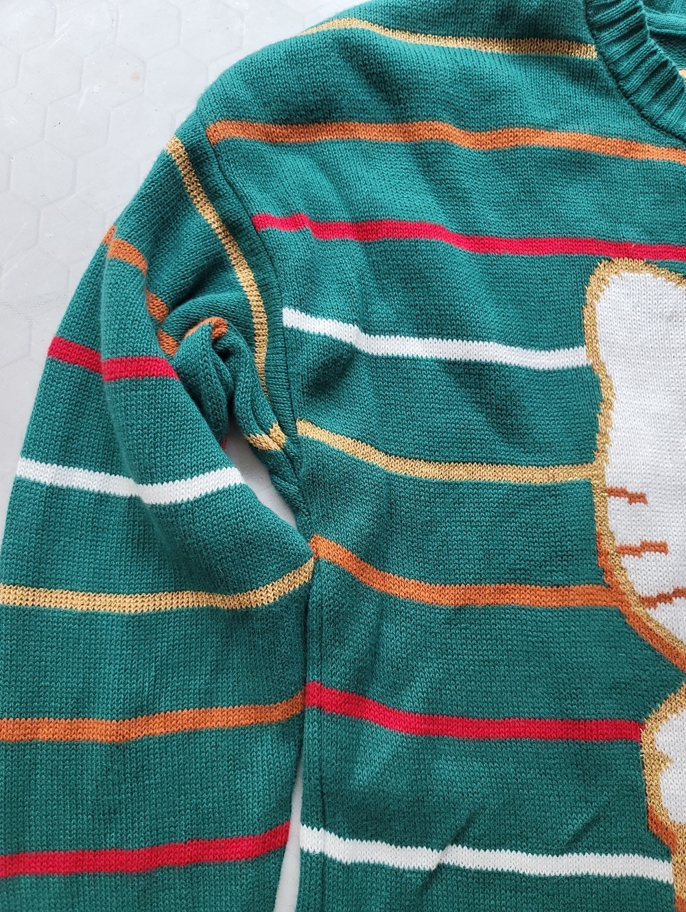 Hello Kitty Girls XL Knit Striped Christmas Sweater Dress Sanrio Gingerbread - Picture 5 of 7
